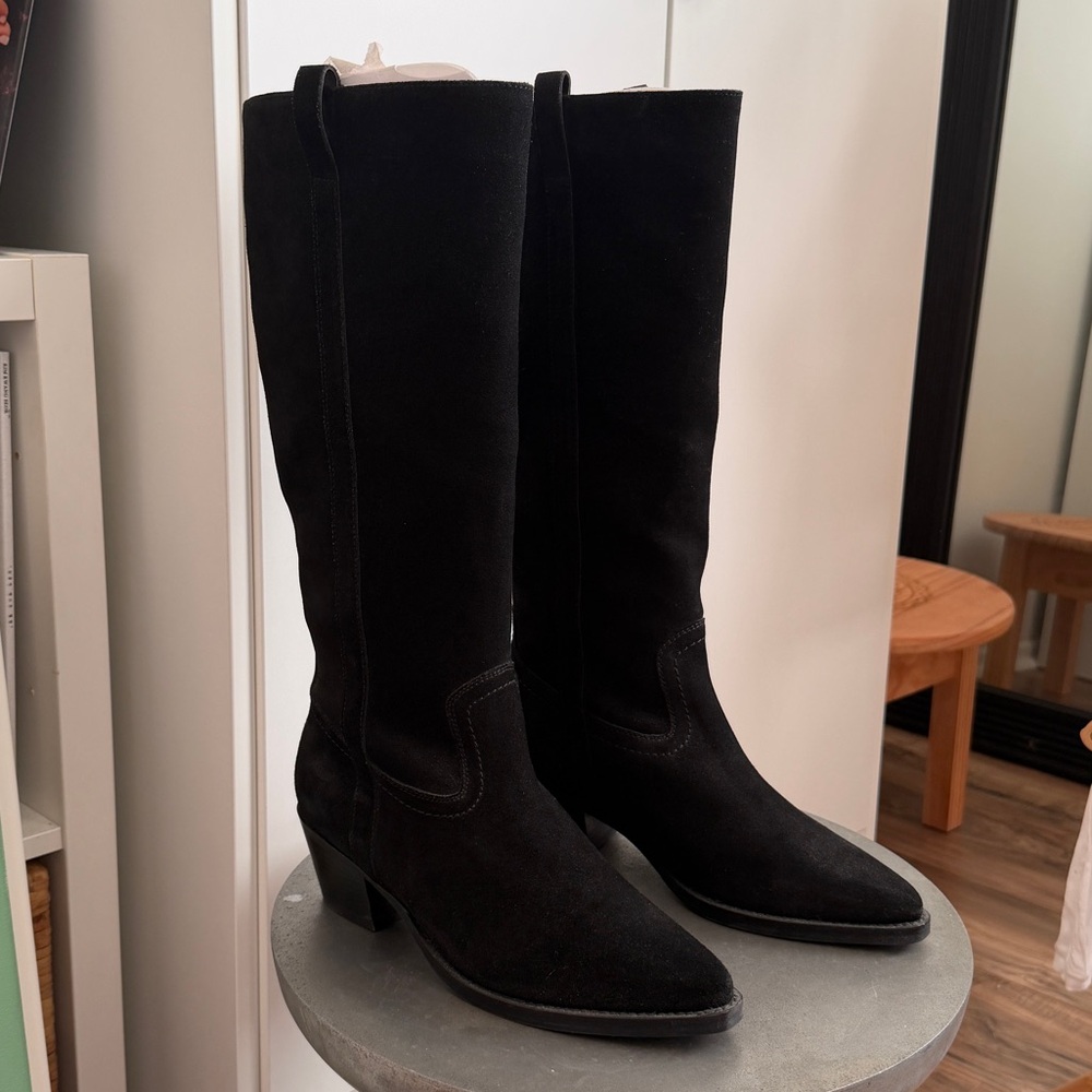 Vintage foundry suede leather knee high western boots size 8